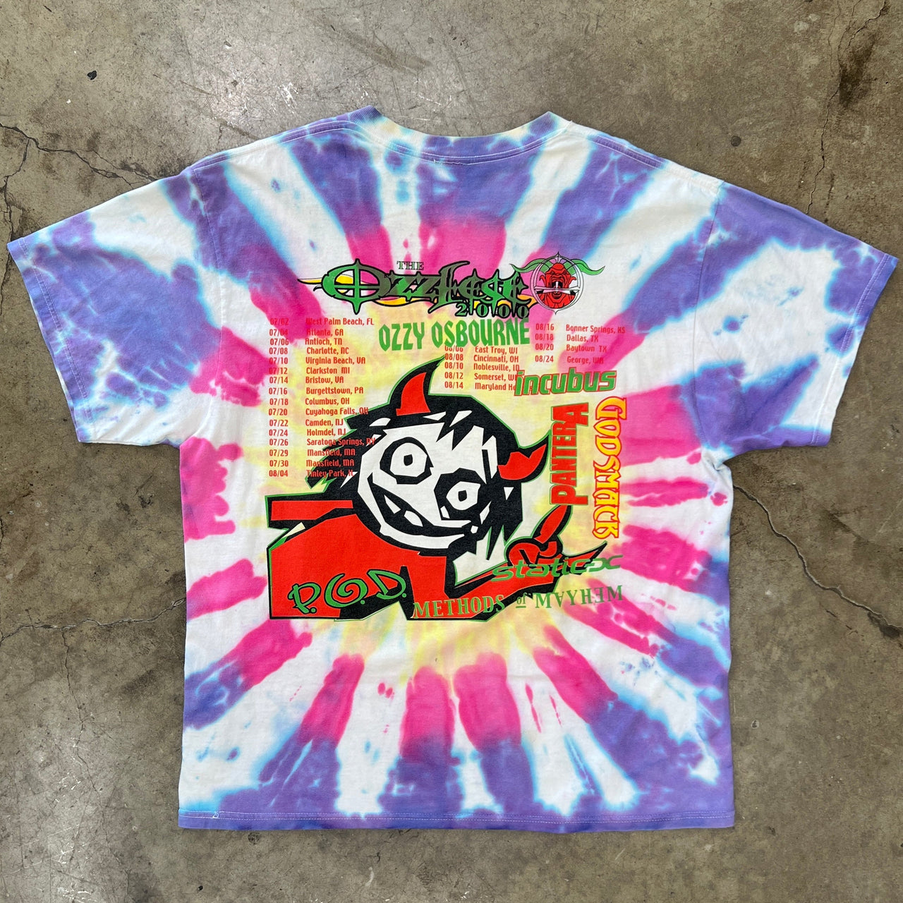 2000 Ozzfest Ozzy Osbourne Pantera Tie Dye Tee