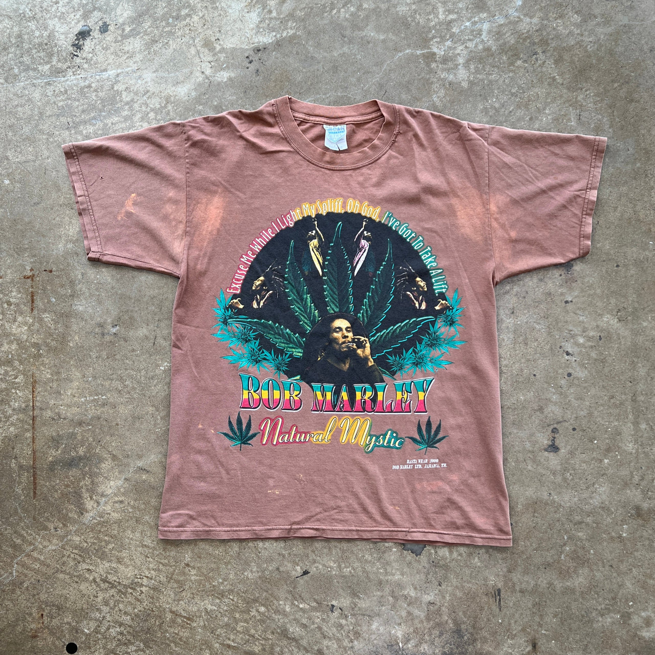 2000 Bob Marley Natural Mystic Weed Smoke Music Tee