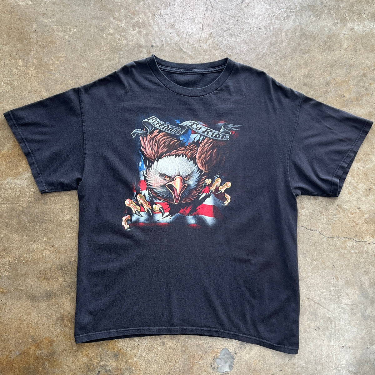 Freedom to Ride Eagle American Flag Motorcycle Tee