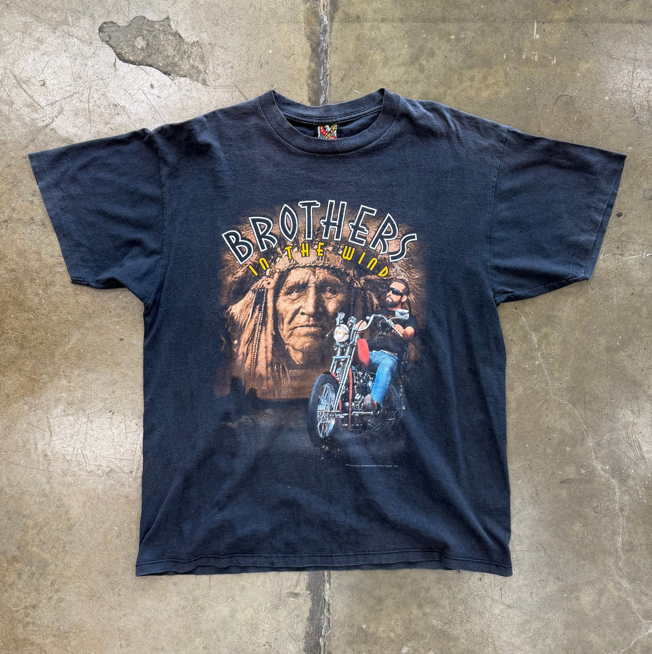 1998 3D Emblem Brothers in the Wind Native Motorcycle Tee