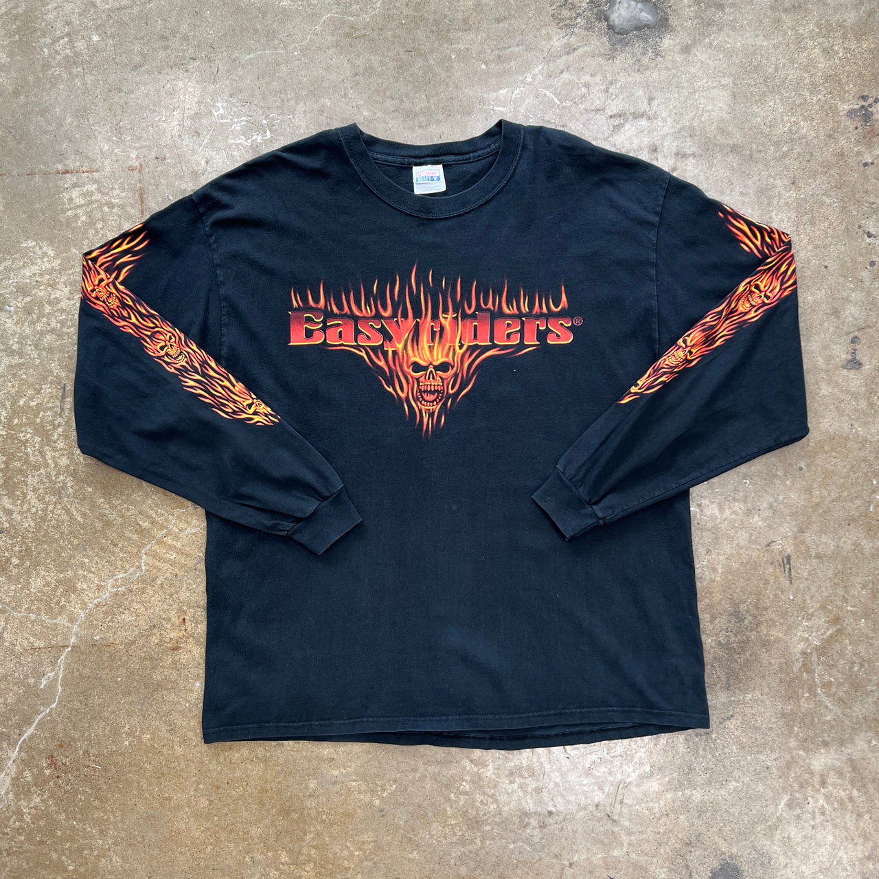 Easy Riders Skull Sleeve Design Engine Wing LS Tee