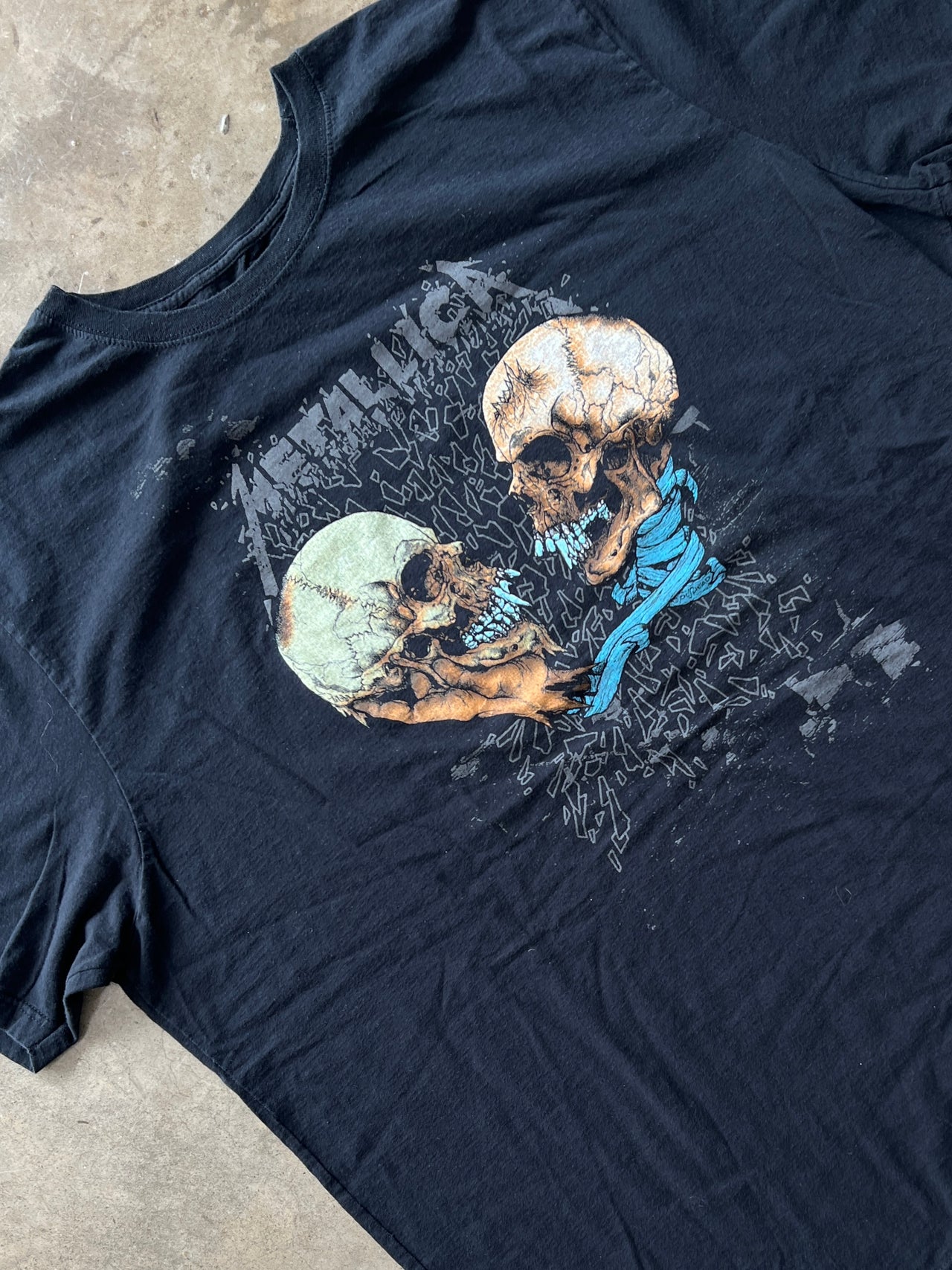 Metallica Two Skulls Sad But True Pushead Skulls Tee