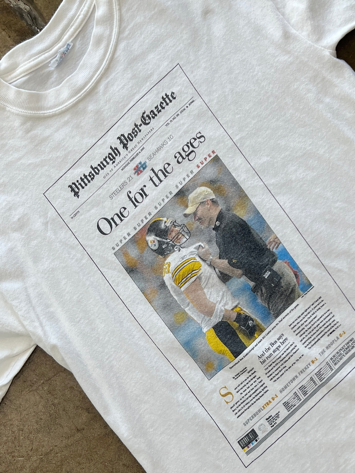 2006 Super Bowl Pittsburgh Steelers Newspaper Ben Roethlisberger Tee