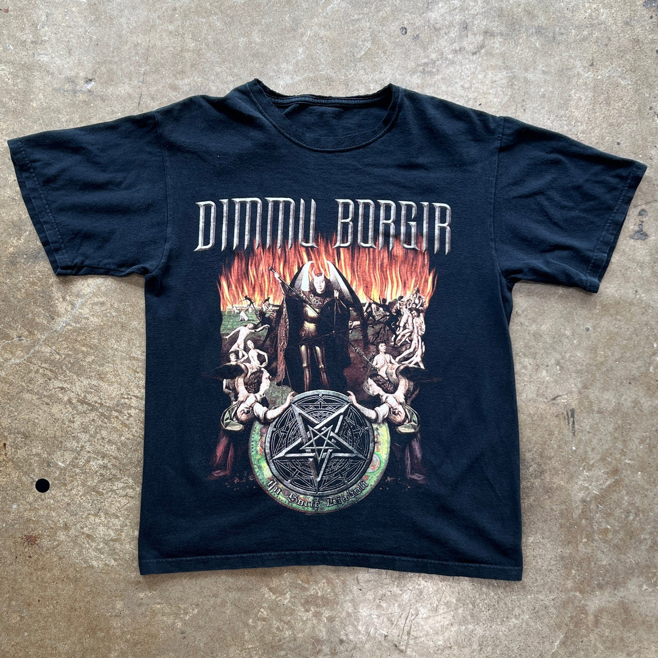 2007 Dimmu Borgir Sorte Diaboli Band Tee Cut Collar