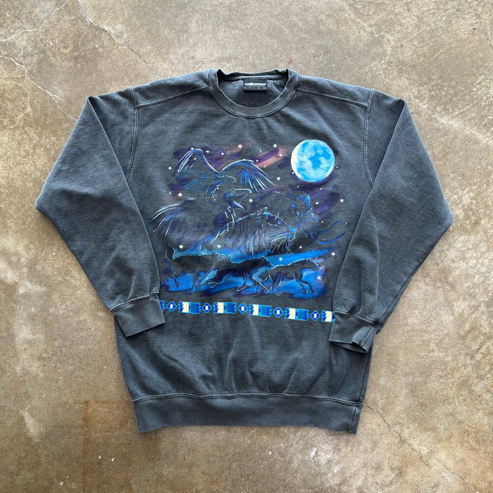 The Hundreds Wolf Moon Tribal Design Crewneck Medium