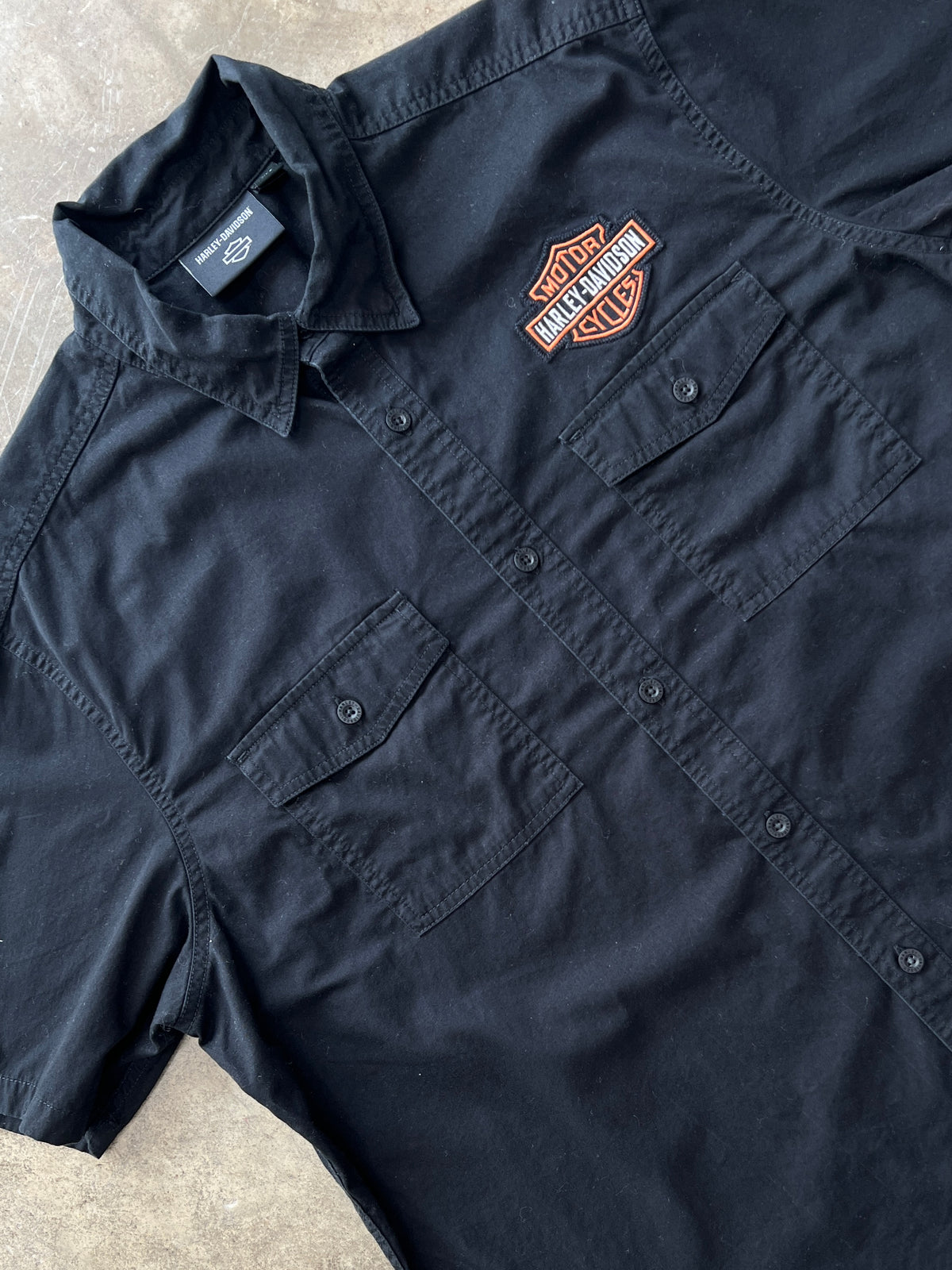 Harley Davidson Motorcycles Black Double Pocket Button Up