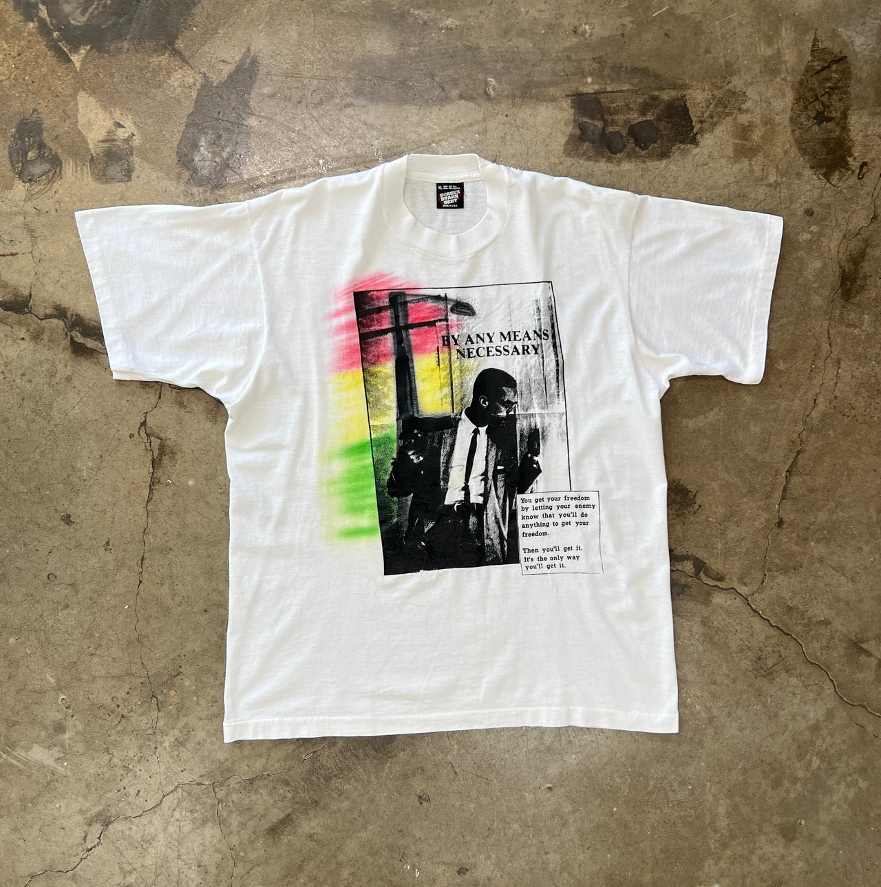 Malcolm X Watching My Back Social Justice Single Stitch Tee