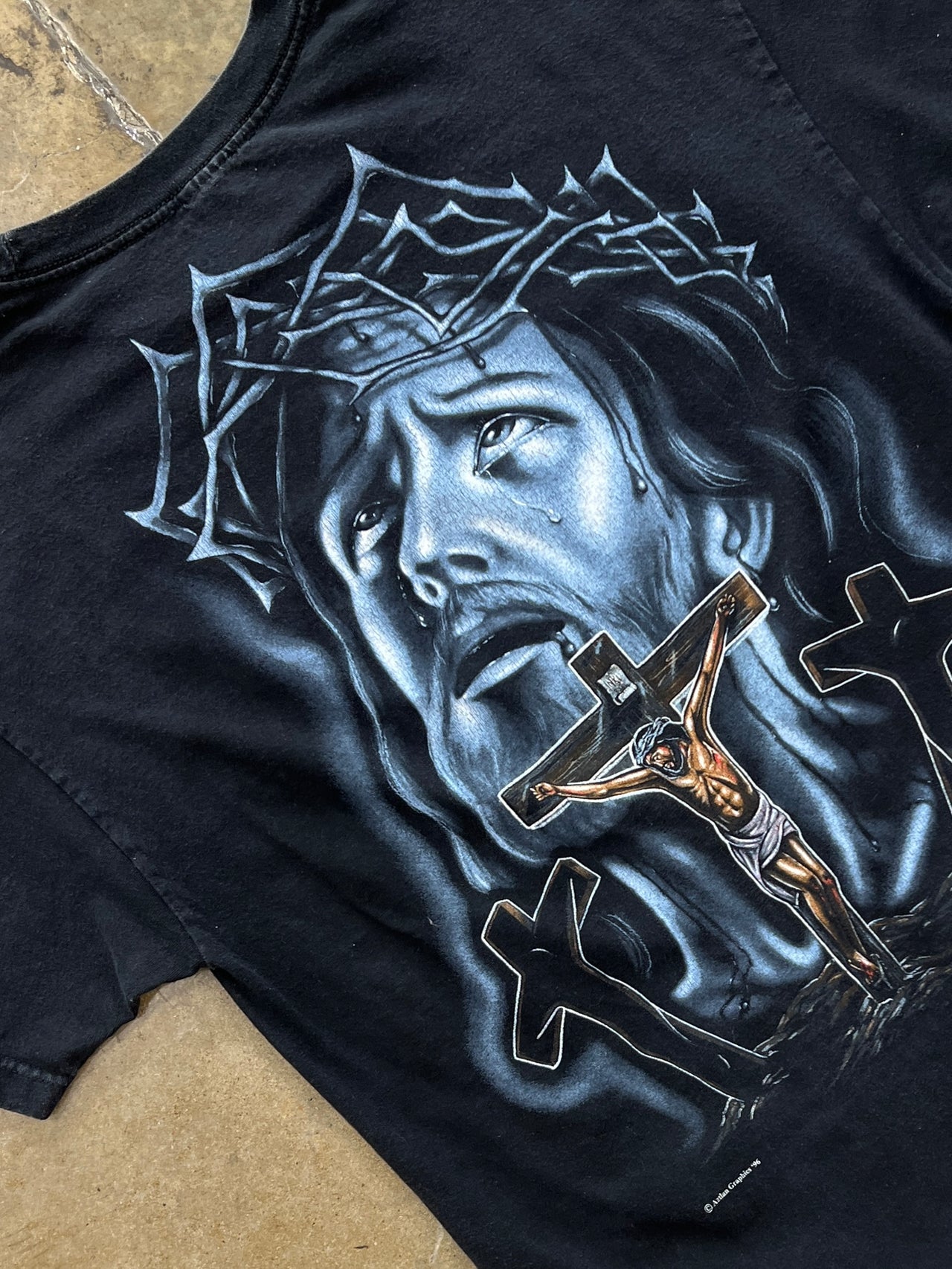 1996 Aztlan Christ Jesus Crown of Thorns Cross Tee