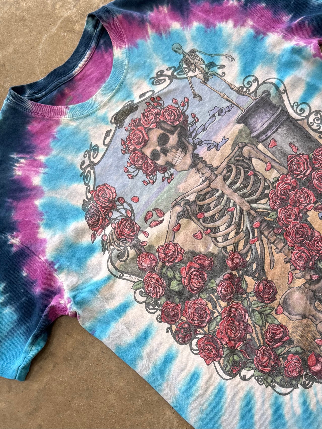 1995 Grateful Dead 30 Years Skeleton Rose TieDye Tee