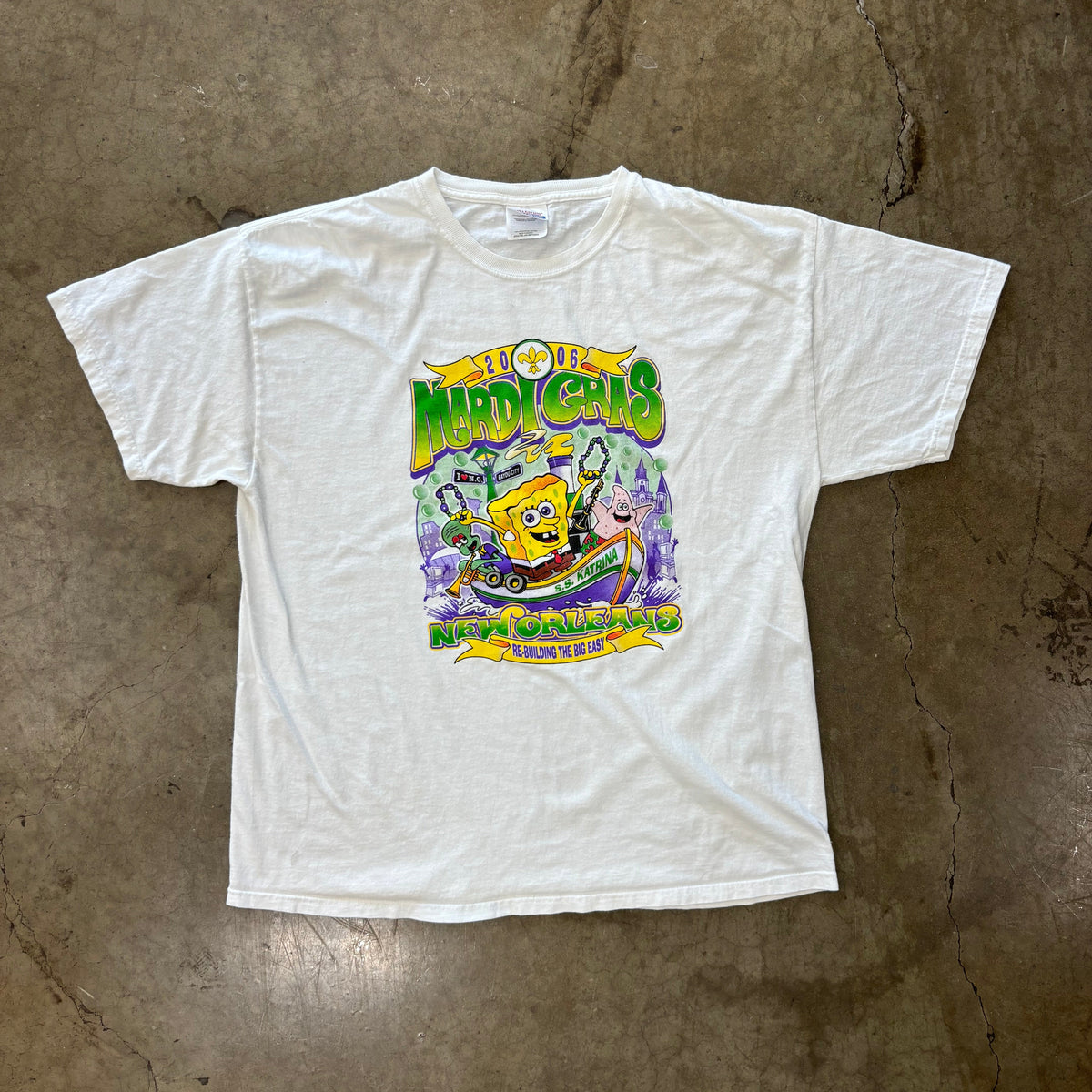 2006 Y2k SpongeBob Mardi Gras New Orleans Tee XL