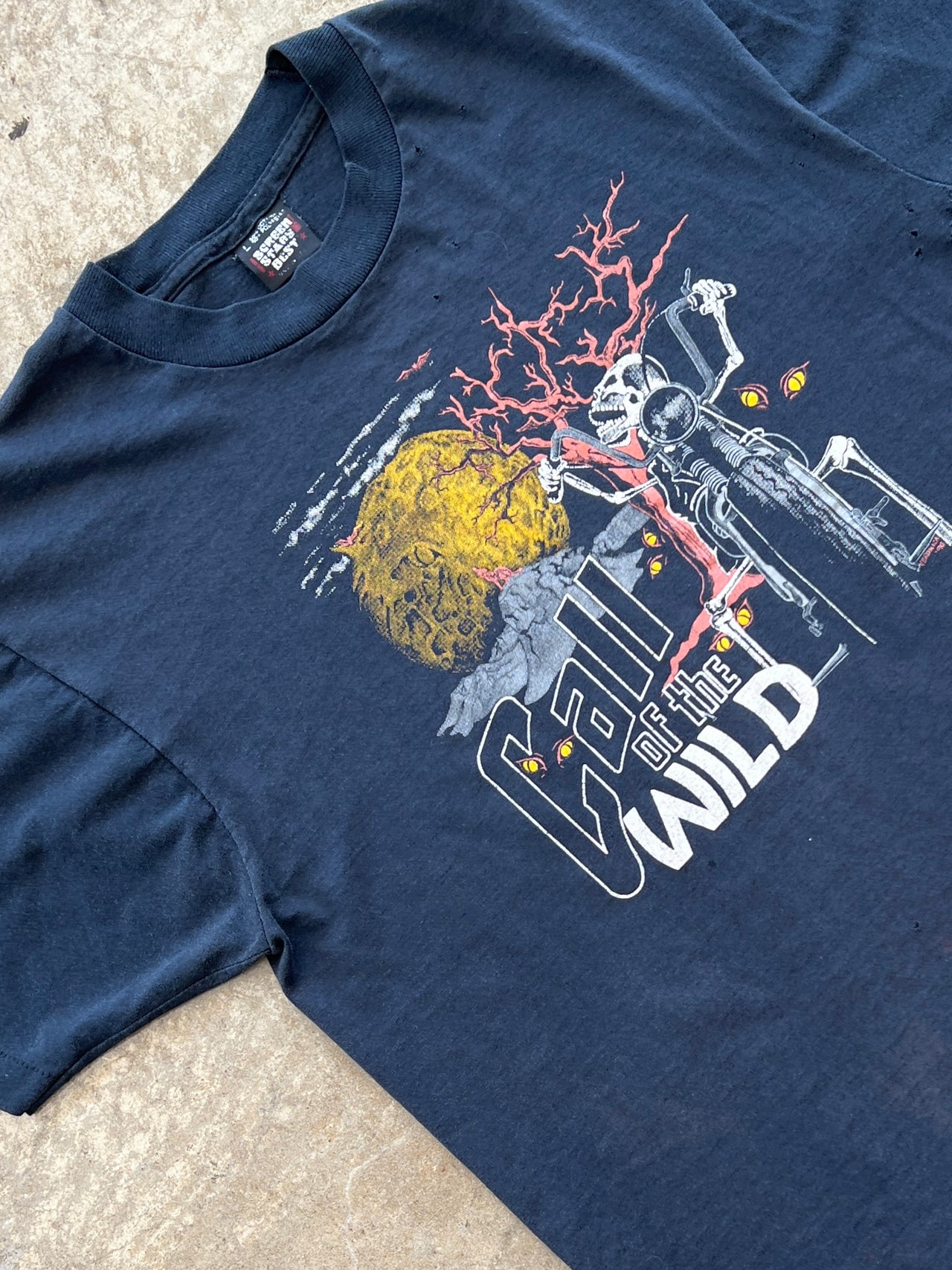 90s Call of the Wild Motorcycle Skeleton Tee Single Stitch