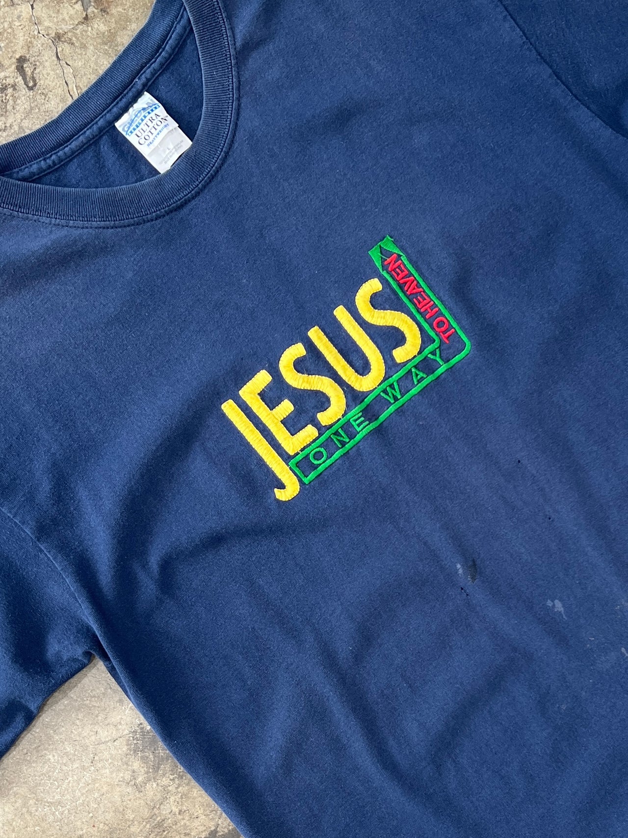 One Way to Heaven Jesus Religious Embroidery Tee