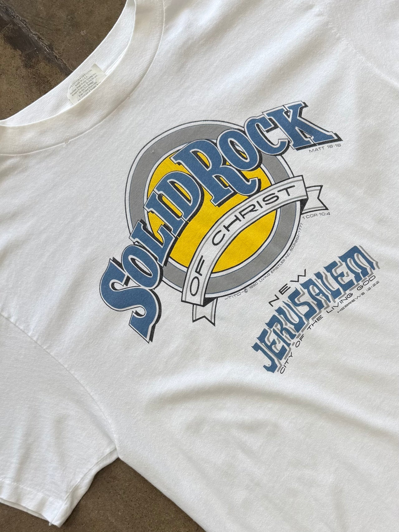1990 Solid Rock of Christ Living Epistles Jesus Religious Tee