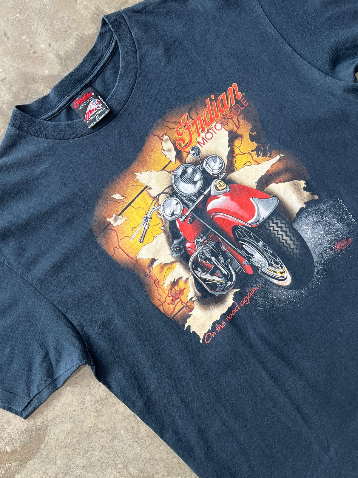 Indian Motorcycle Map Single Stitch Tee