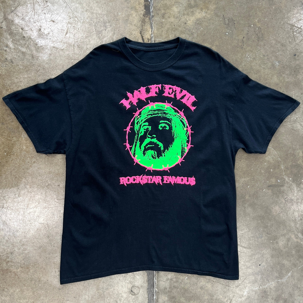 Half Evil Rockstar Jesus Crown of Thorns Tee