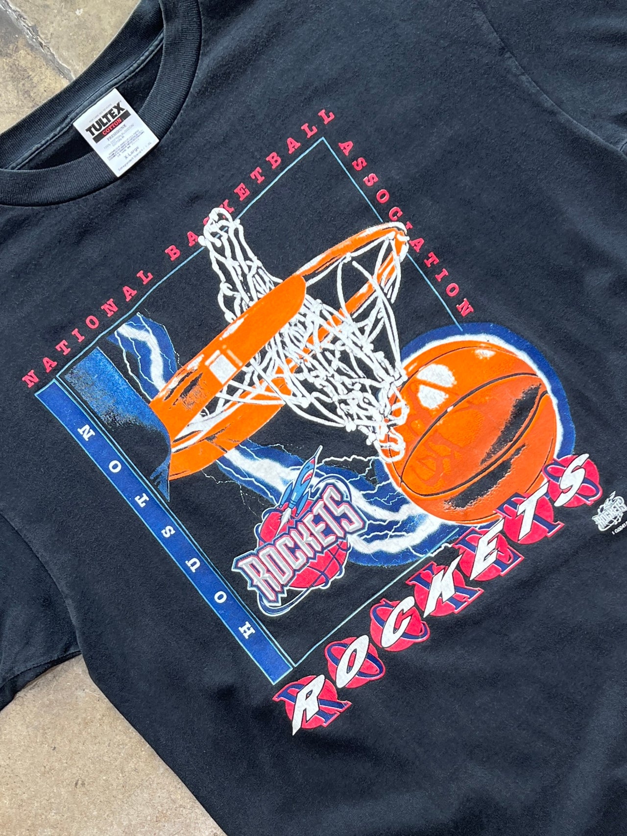 90s NBA Houston Rockets Net Basketball Tee