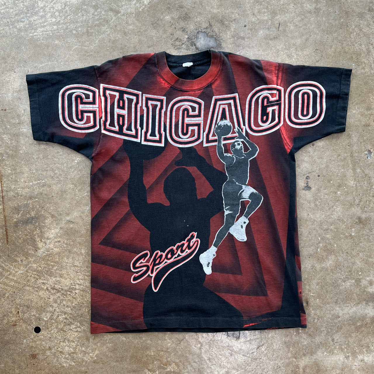 90s Chicago Bulls Basketball Boot Style Shadow Tee