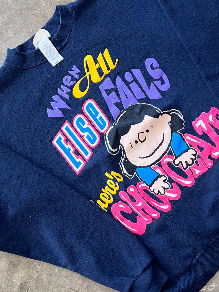 Charlie Brown Peanuts Lucy There’s Chocolate Crewneck