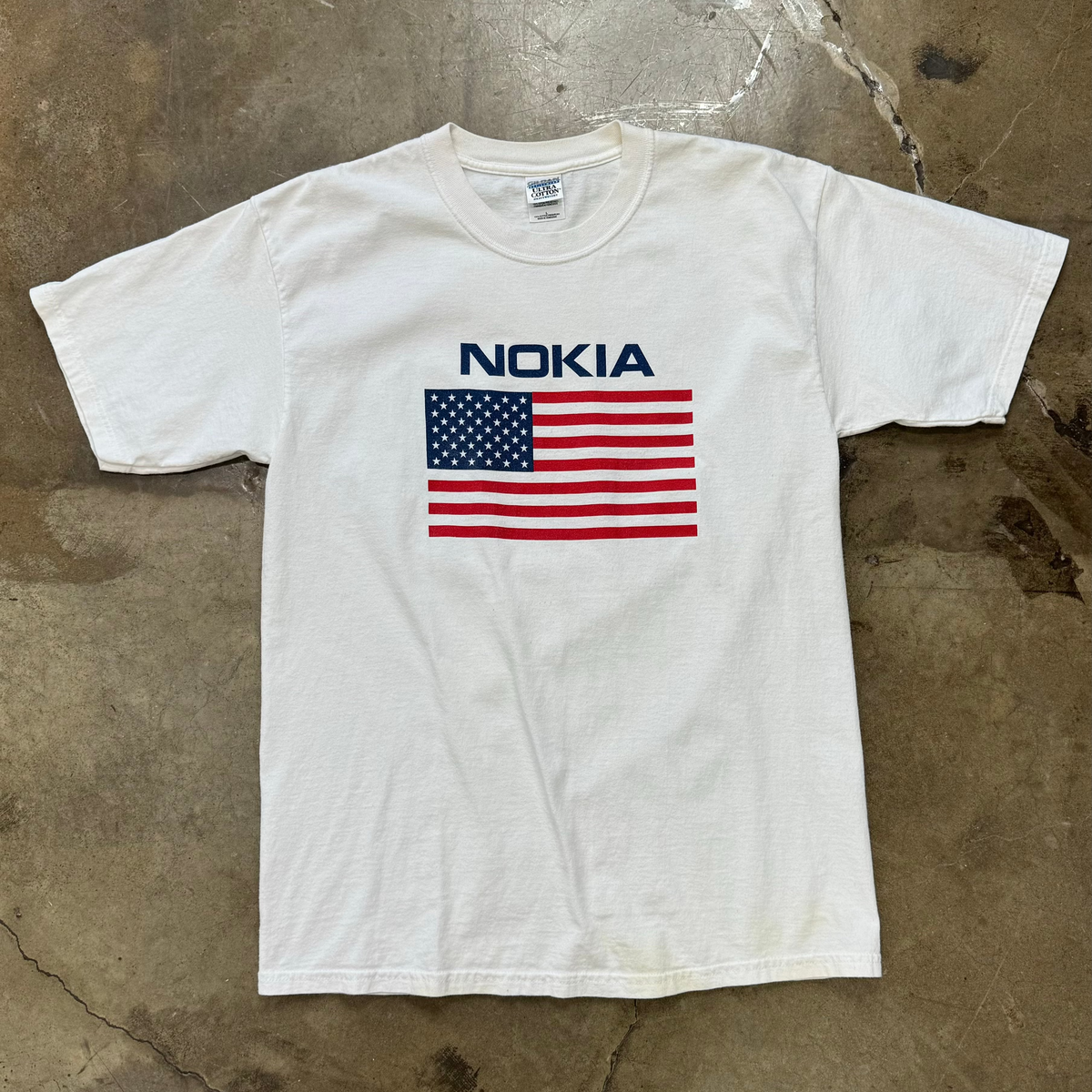 Vintage Nokia US Flag Tee Large