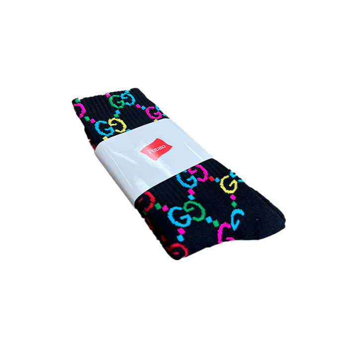 Not Gucci Monogram Logo Socks - Black