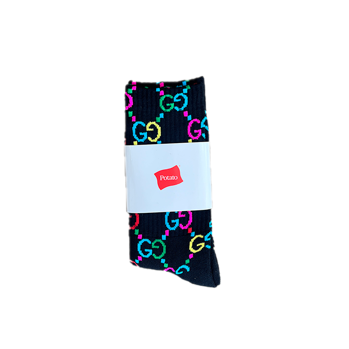 Not Gucci Monogram Logo Socks - Black