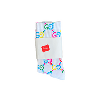 Not Gucci Monogram Logo Socks - White