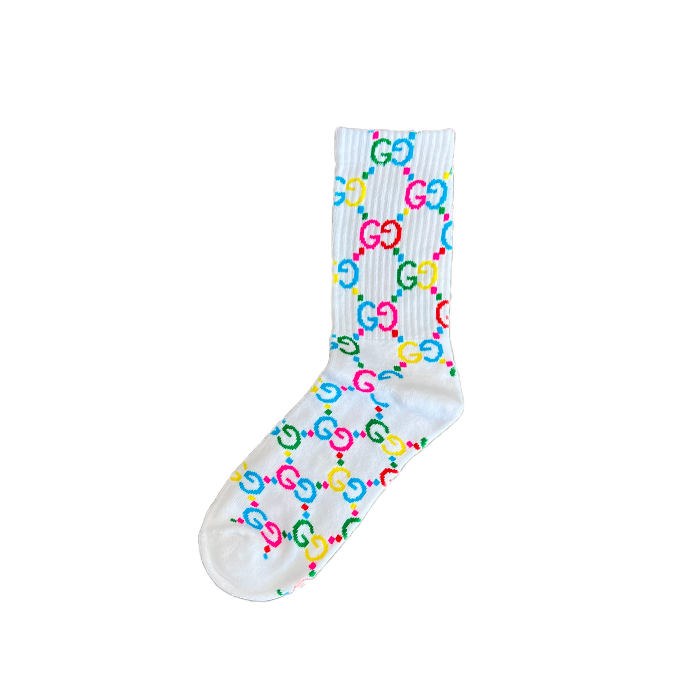 Not Gucci Monogram Logo Socks - White