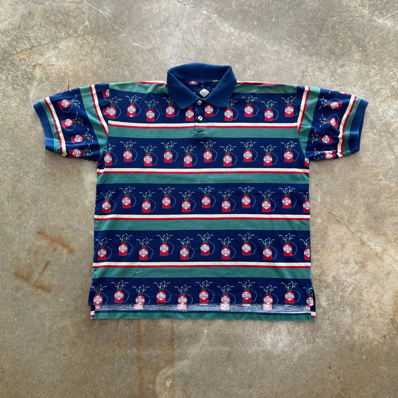 Tabasco Hot Sauce Patterned Polo Collar Tee Large