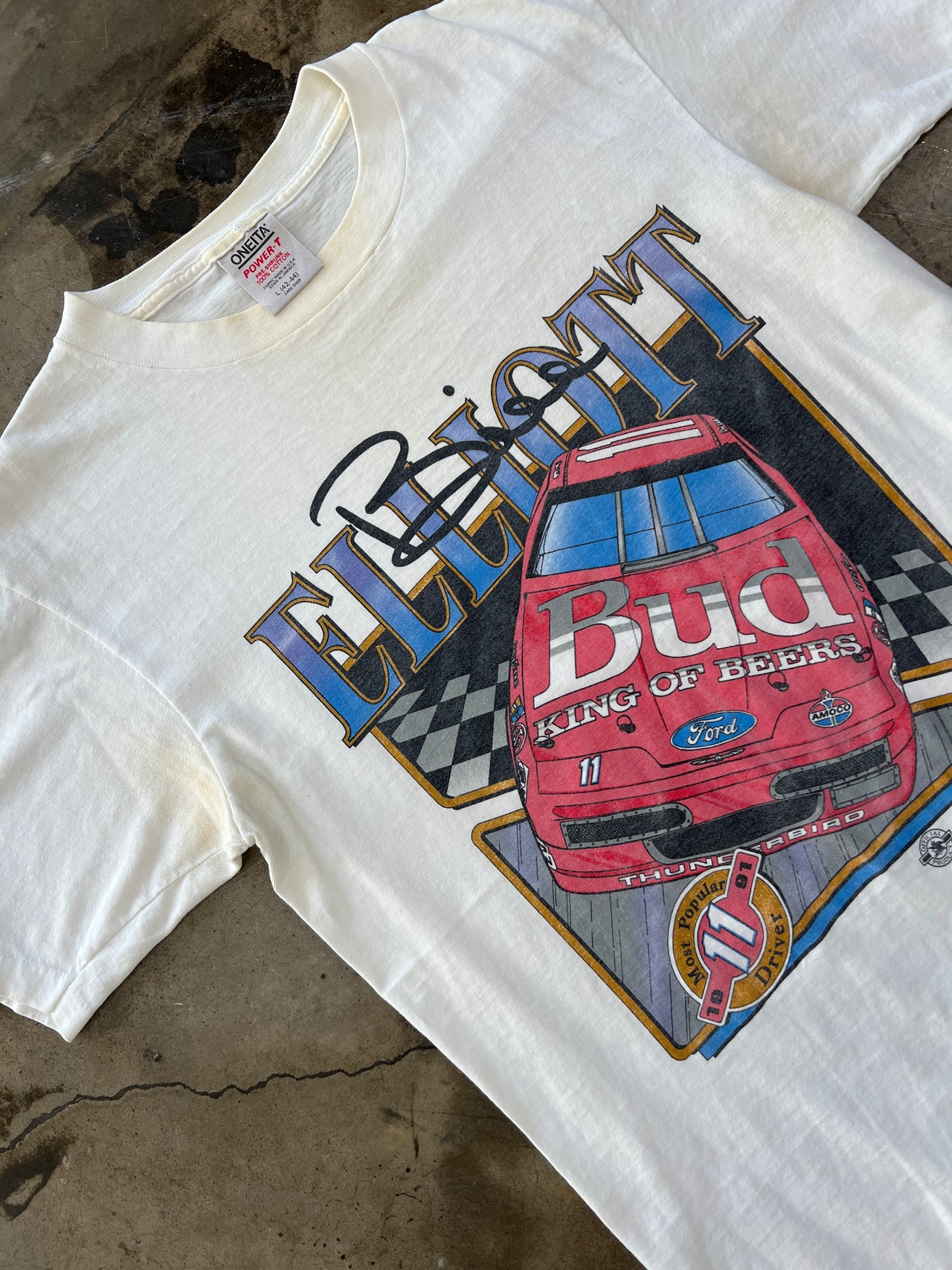 Bill Elliott Budweiser Racing Tee Single Stitch Tee