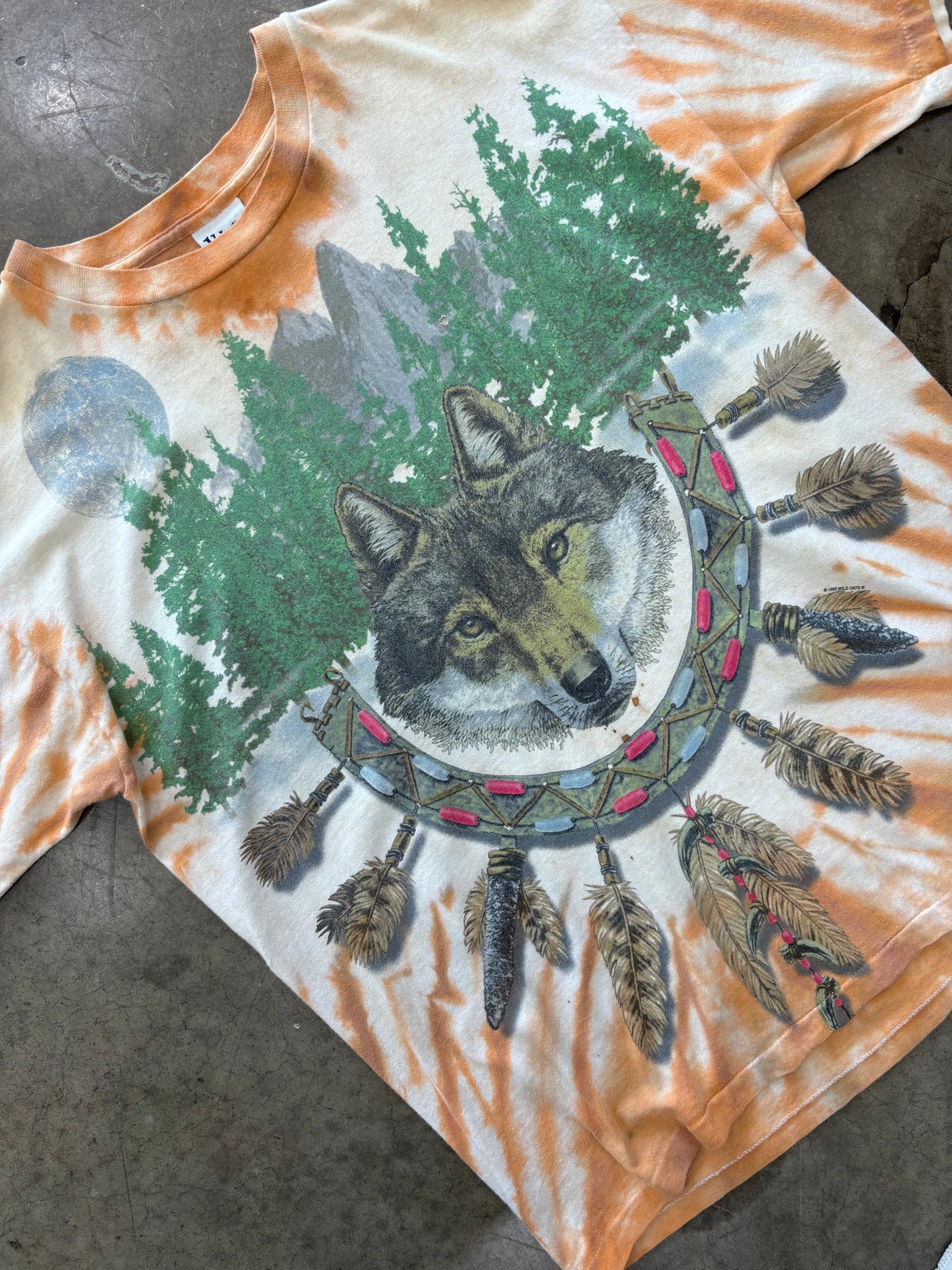 AOP Wolf Tie Dye Tribal Nature Single Stitch Tee