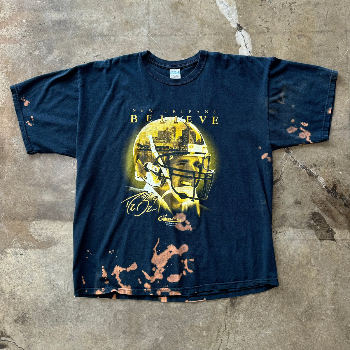 NFL New Orleans Saints Believe Drew Brees Bleach Dyed Tee