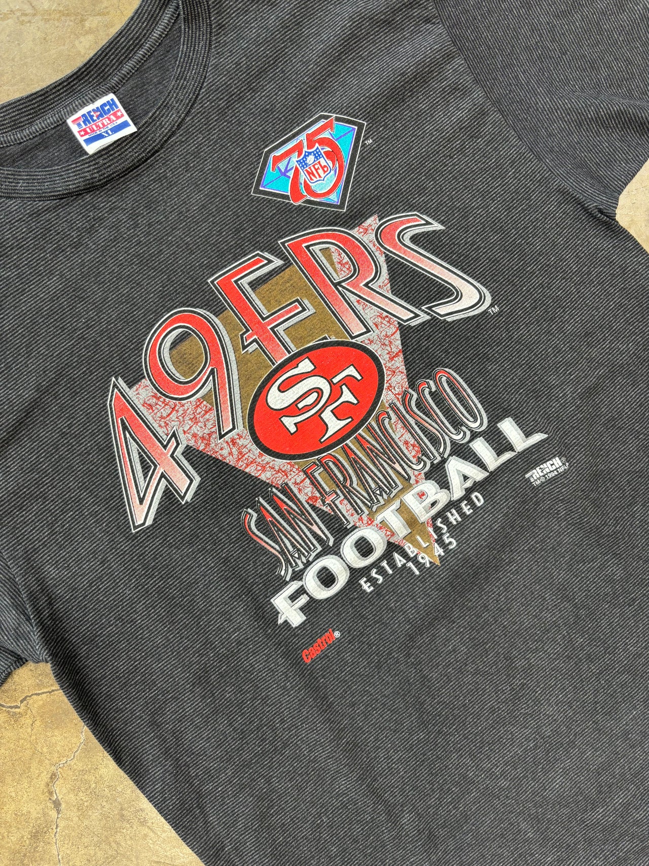 1994 NFL San Francisco 49ers Stripe Tee Single Stitch