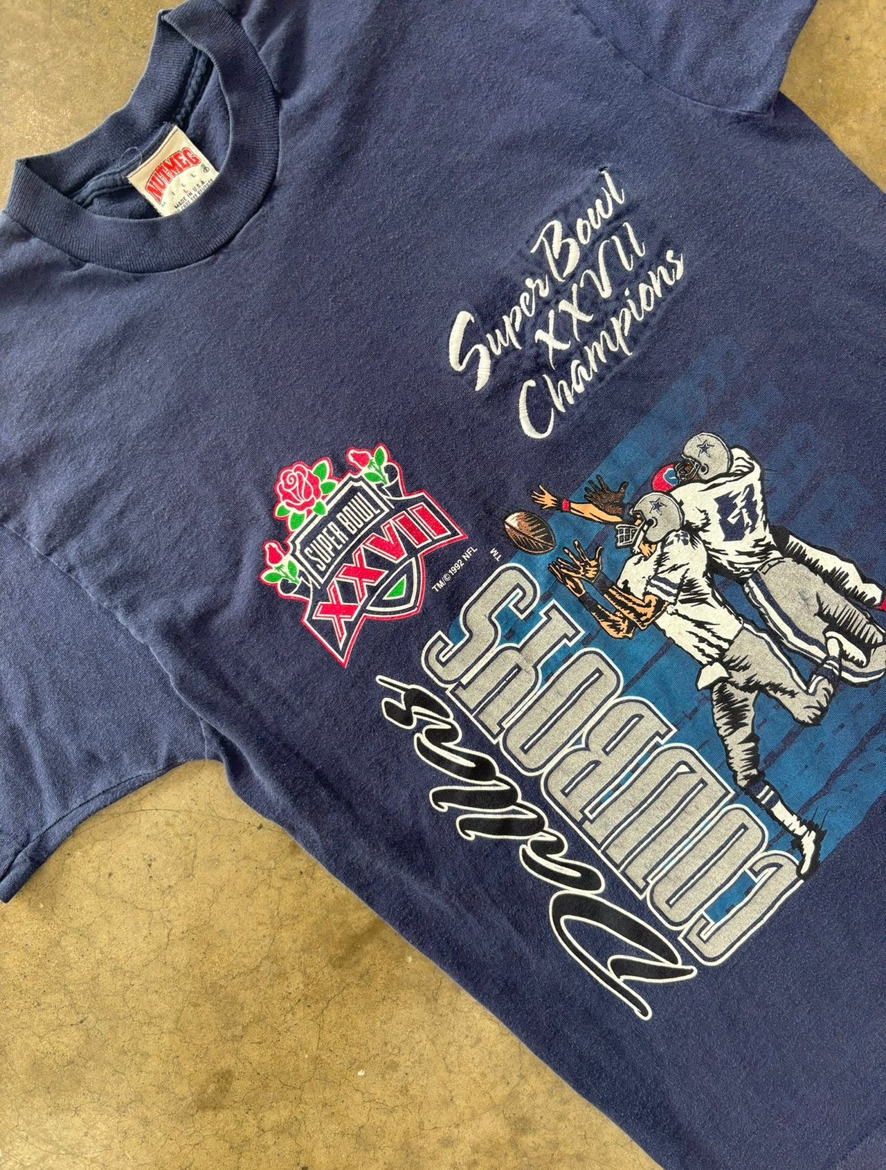 1993 Super Bowl XXVII Champions Dallas Cowboys Single Stitch Tee