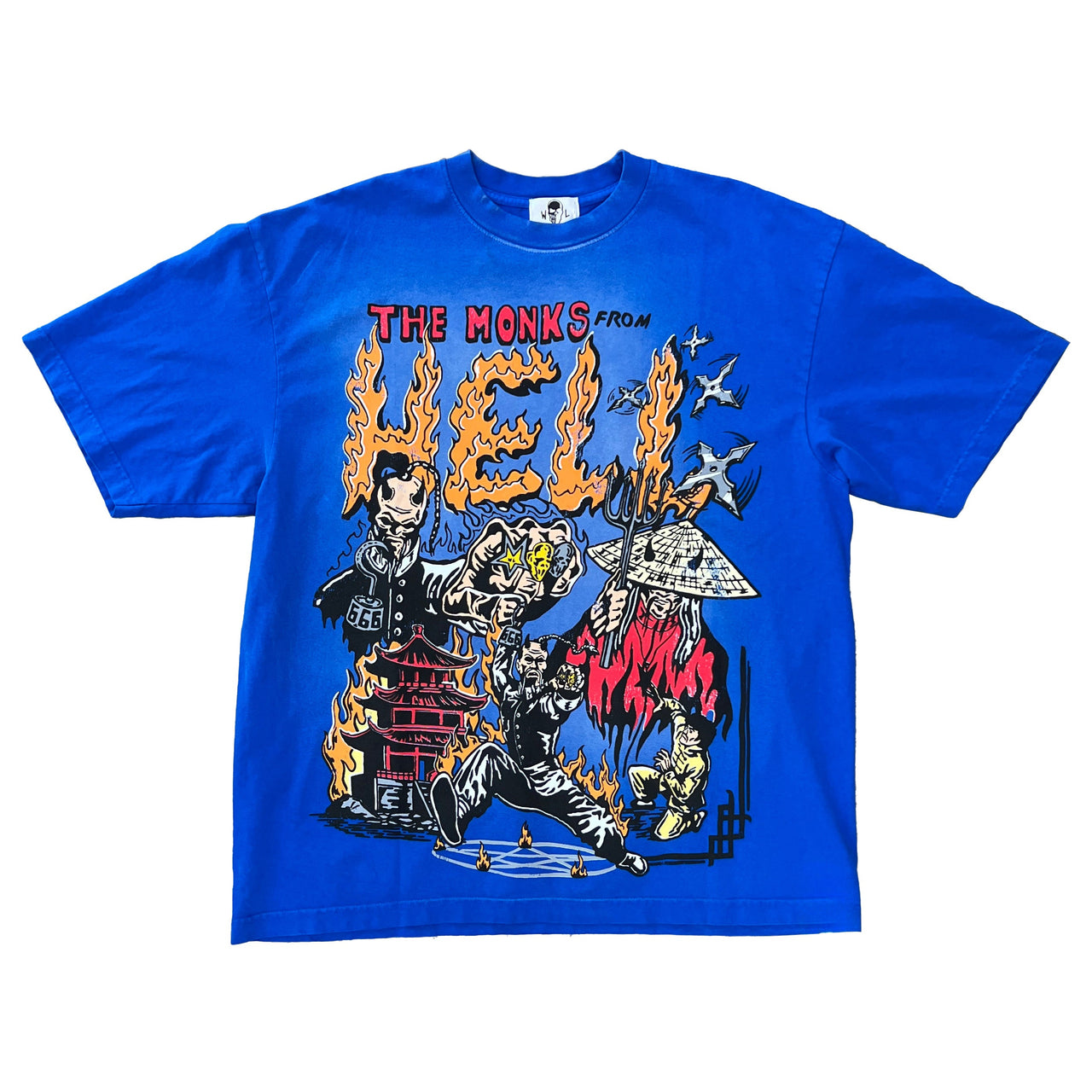 Monks From Hell Tee - Faded Blue