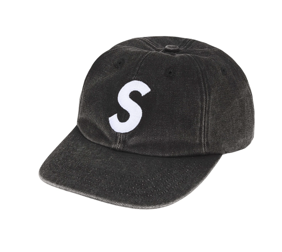 Pigment Coated Canvas S Logo 6-Panel - Black