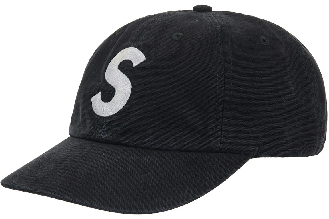 Brushed Washed Canvas S Logo Hat - Black