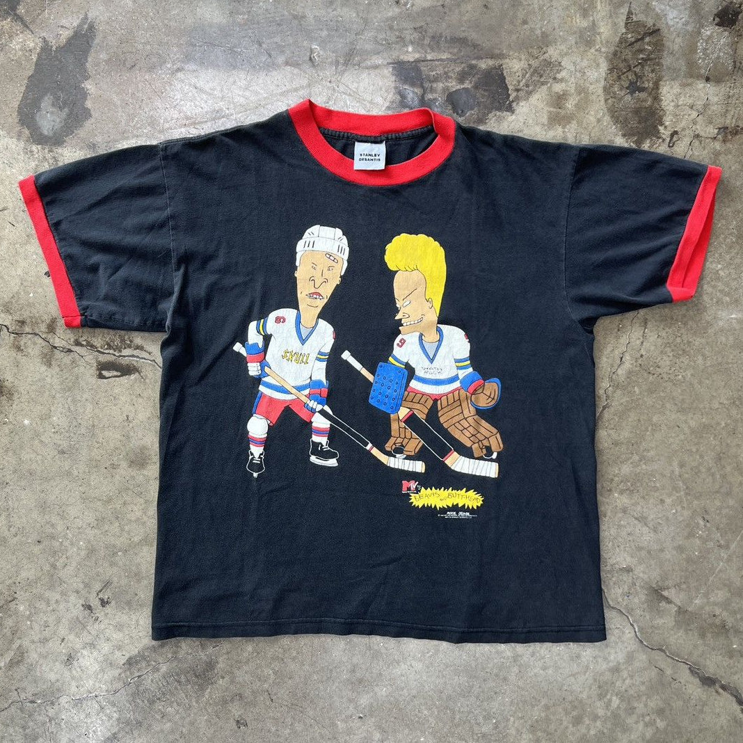 1997 MTV Beavis & Butthead Hockey Ringer Tee