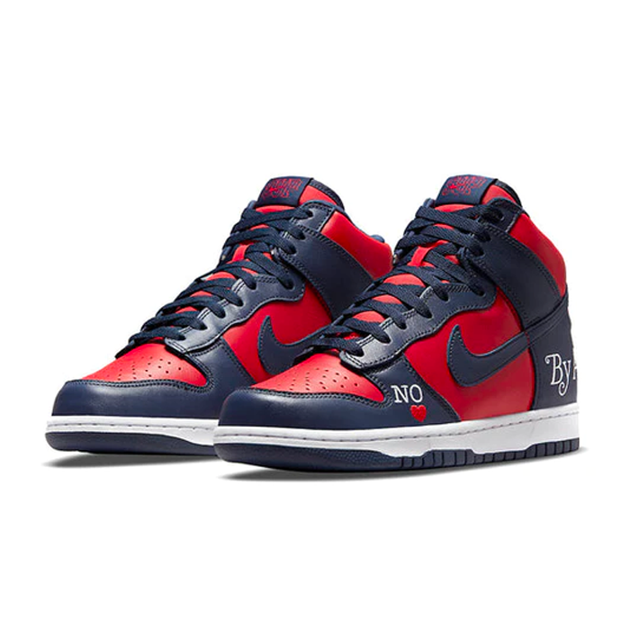 Supreme x Dunk High By Any Means Red Navy