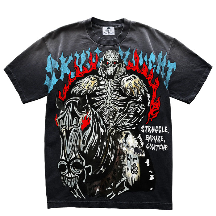 Skull Knight T-Shirt - Sunfaded Black